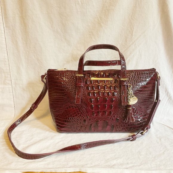 Brahmin Handbags - Brahmin Genuine Leather croc-Embossed Bag - Sangria